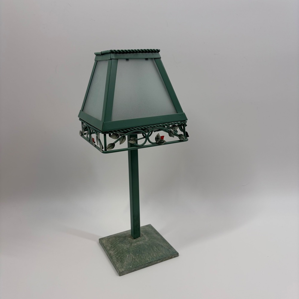Vintage Green Slag Glass‎ Panel  Cottagecore Whimsical Lamp Desk Accent Lighting